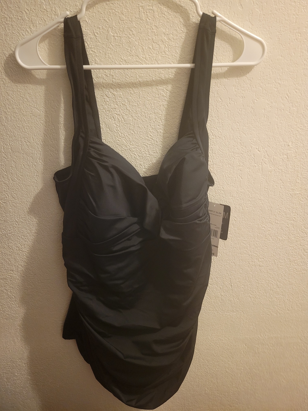 Black Ruched One-Piece Swim Dress